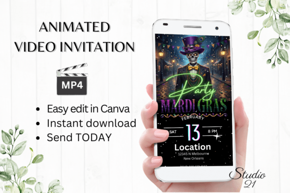 Animated Mardi Gras Party Invite: Your Instant Festive Solution