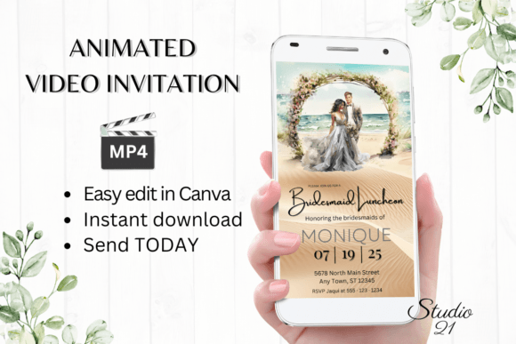 Beach Bridesmaid Luncheon W4805BL: A Fresh, Modern Script for Invitations