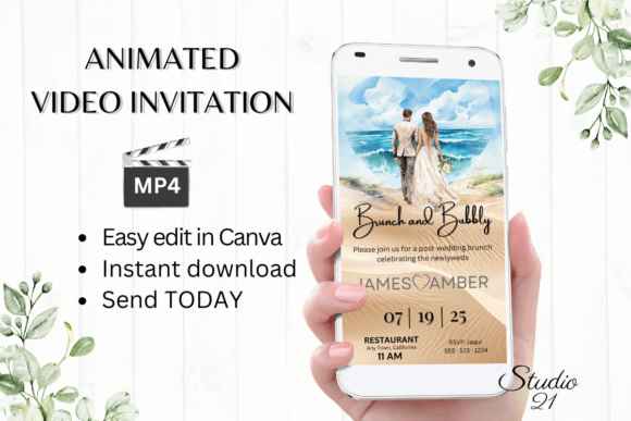 Beach Wedding Brunch Invite W9802: Your Animated Digital Evite