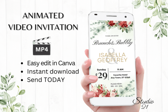 Elegant Wedding Brunch: The Red Roses W9442 Invitation