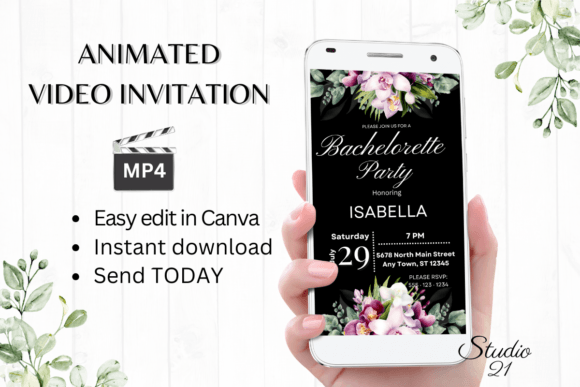 Orchids Bachelorette Party Evite W6459: A Floral Digital Invitation Template