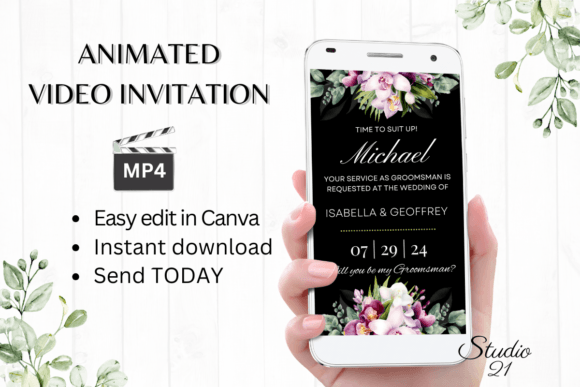 Orchids Groomsman Proposal W3459GM: A Modern Script for Digital Invitations