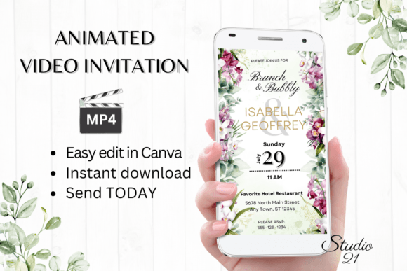 Orchids Wedding Brunch Invite W9454: A Digital Invitation Template