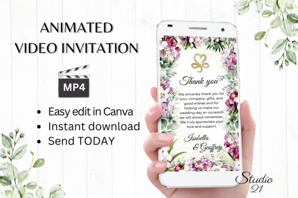 Orchids Wedding Thank You W9450TU: The Serif That Feels Like a Handwritten Note