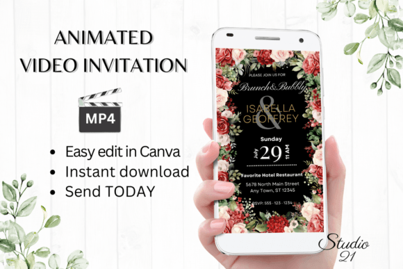 Red Roses Wedding Brunch Invite W9441: Effortless Elegance