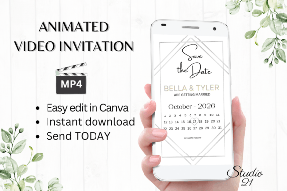 Silver Wedding Save the Date W2934B: A Modern Script for Digital Invitations