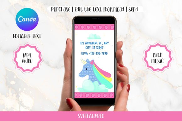 Unicorn Pop It Animated B-day Invitation Magic