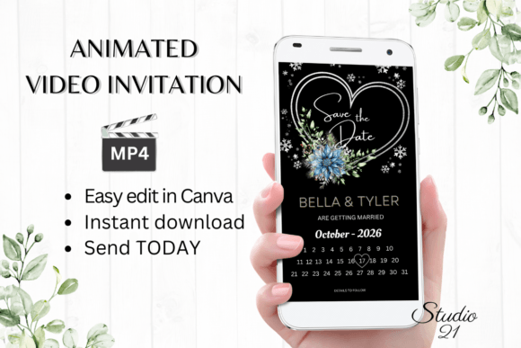Winter Save the Date W2259B: Modern Typography for Memorable Invitations